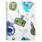 Nahtlose Muster Parfflasche und Aquarelltext Notizblock (Vorderseite)