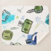 Nahtlose Muster Parfflasche und Aquarelltext Sherpadecke (Vorderseite (Horizontal))
