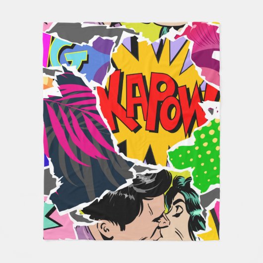 Nahtlose Muster Pop Art Comic Stil. Collage of Fleecedecke (Vorderseite)