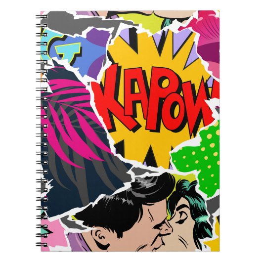 Nahtlose Muster Pop Art Comic Stil. Collage of Notizblock (Vorderseite)
