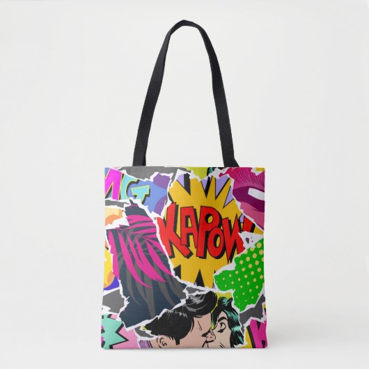 Nahtlose Muster Pop Art Comic Stil. Collage of Tasche (Vorderseite)