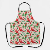 Nahtlose Muster roter Kardinäle Schürze (Vorderseite)