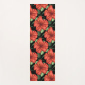 Nahtlose Muster Tropisch rote Blume grüne Blätter Yogamatte (Vorderseite)