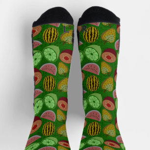 Nahtlose Muster tropische Früchte und grüner Hinte Socken