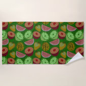 Nahtlose Muster tropische Früchte und grüner Hinte Strandtuch (Vorderseite)