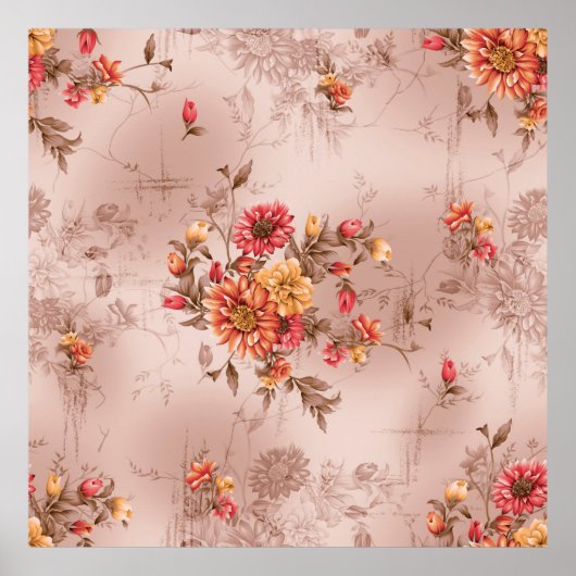 nahtlose Muster und Blume mit Hintergrundkunst,fla Poster (Vorne)