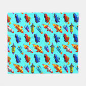 Nahtlose Muster von Autos, Raketen und Sternen Fleecedecke (Vorderseite (Horizontal))