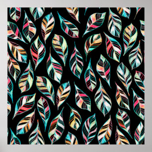 Nahtlose Muster von Blätter. Zeichnend Hand p Poster