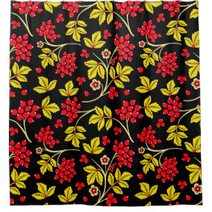 Nahtlose Muster von Blume und Beeren. Russisch Duschvorhang