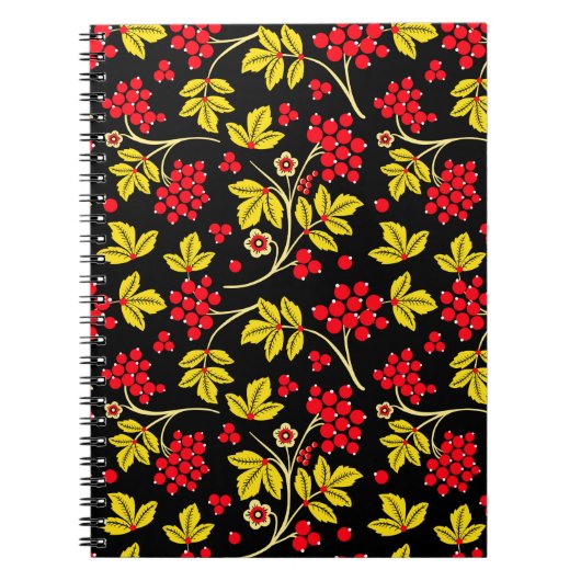 Nahtlose Muster von Blume und Beeren. Russisch Notizblock (Vorderseite)