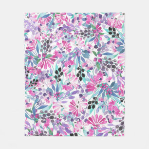 Nahtlose Muster von violetten Blumen und Beeren,bl Fleecedecke
