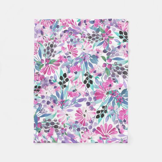 Nahtlose Muster von violetten Blumen und Beeren,bl Fleecedecke (Vorderseite)