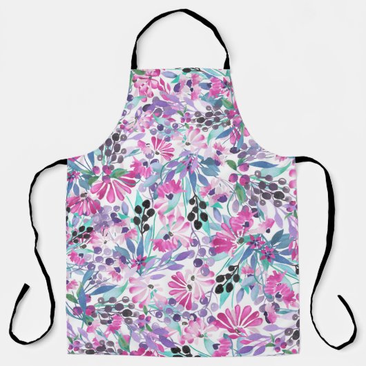 Nahtlose Muster von violetten Blumen und Beeren,bl Schürze (Vorderseite)