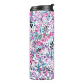 Nahtlose Muster von violetten Blumen und Beeren,bl Thermosbecher (Nach links gedreht)