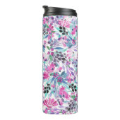 Nahtlose Muster von violetten Blumen und Beeren,bl Thermosbecher (Nach rechts gedreht)