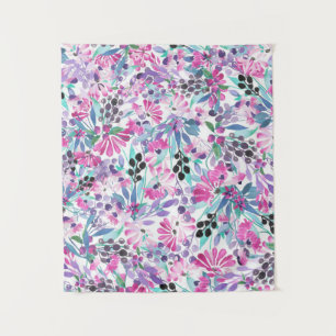 Nahtlose Muster von violetten Blumen und Beeren,bl Wandteppich