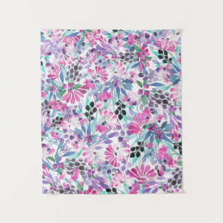 Nahtlose Muster von violetten Blumen und Beeren,bl Wandteppich