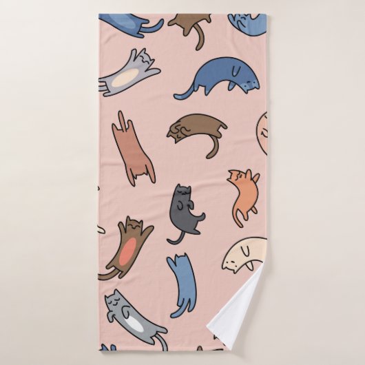 Nahtlose Musterdoodle-Katzen, Abbildung Badehandtuch (Badehandtuch)