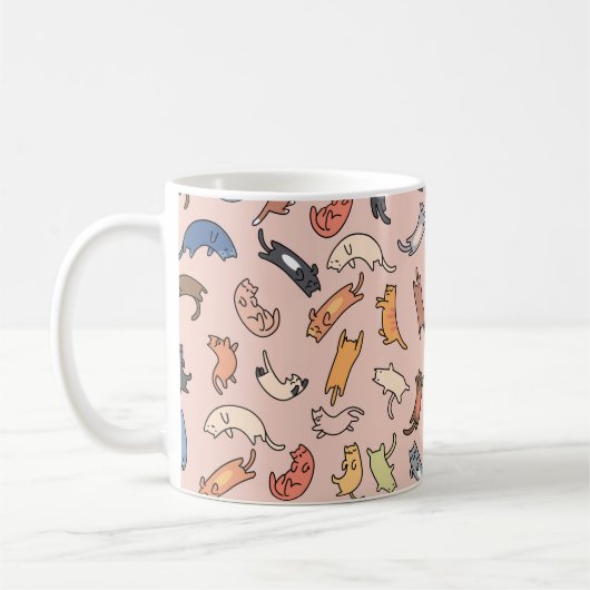 Nahtlose Musterdoodle-Katzen, Abbildung Kaffeetasse (Links)