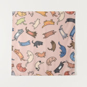 Nahtlose Musterdoodle-Katzen, Abbildung Wandteppich (Vorderseite (Horizontal))