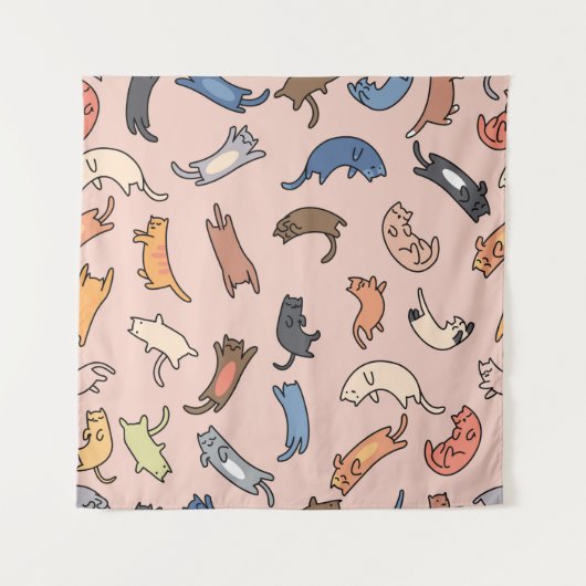 Nahtlose Musterdoodle-Katzen, Abbildung Wandteppich (Vorderseite)