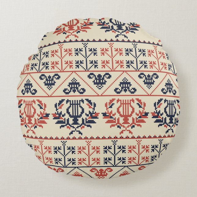 Nahtlose Musterkonstruktion mit traditioneller Pal Rundes Kissen (Vorderseite)