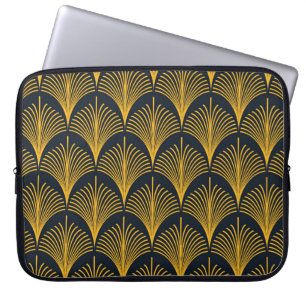 Nahtlose Neonorange Vintage Deko Pfauenfische Laptopschutzhülle