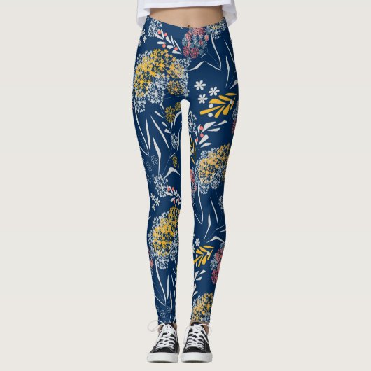 Nahtlose niedliche kleine Blume Blumenmuster Marin Leggings (Vorderseite)