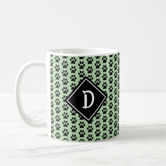 Nahtlose Niedliche Paw Prints Monogramm Kaffeetasse (Links)