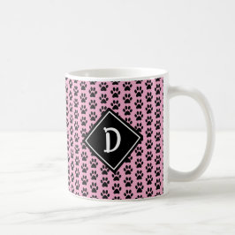 Nahtlose Niedliche Paw Prints Monogramm Kaffeetasse