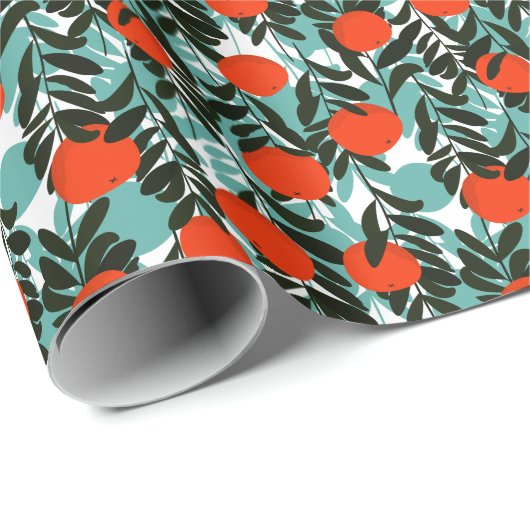 Nahtlose Orange Fruchtgarten Print Geschenkpapier (Rolleneckpunkt)