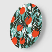 Nahtlose Orange Fruchtgarten Print Große Wanduhr (Winkel)
