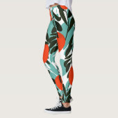 Nahtlose Orange Fruchtgarten Print Leggings (Links)