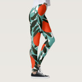 Nahtlose Orange Fruchtgarten Print Leggings (Rechts)