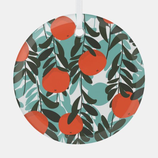 Nahtlose Orange Fruchtgarten Print Ornament Aus Glas (Vorderseite)