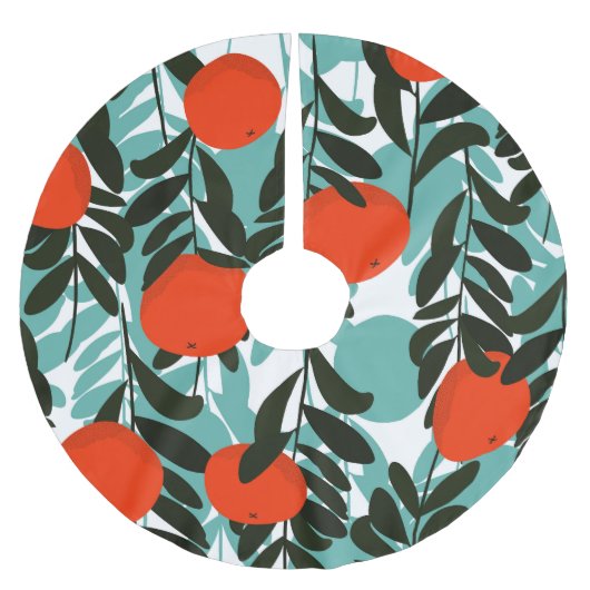 Nahtlose Orange Fruchtgarten Print Polyester Weihnachtsbaumdecke (Vorderseite)