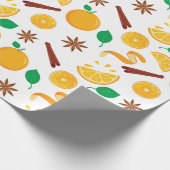 Nahtlose Orangen und Zimt Herbst Erntedank Geschenkpapier (Ecke)