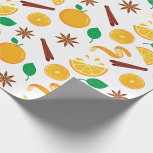 Nahtlose Orangen und Zimt Herbst Erntedank Geschenkpapier