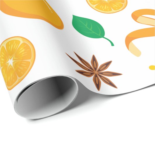 Nahtlose Orangen und Zimt Herbst Erntedank Geschenkpapier (Rolleneckpunkt)
