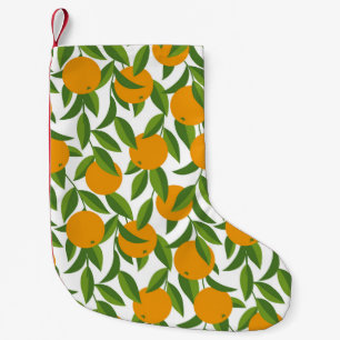 Nahtlose Orangenbaumkunst. Kleiner Weihnachtsstrumpf