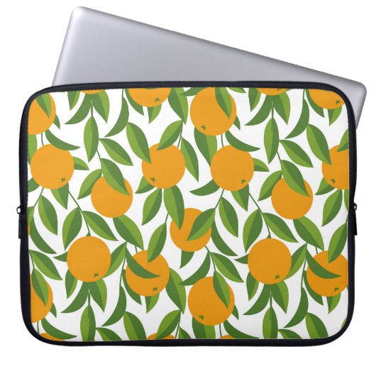 Nahtlose Orangenbaumkunst. Laptopschutzhülle (Vorderseite)