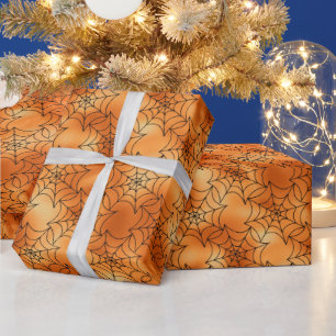 Nahtlose Orangenfalte und schwarze Kobelgewebe Hal Geschenkpapier