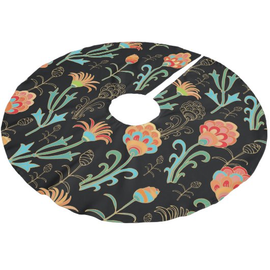 Nahtlose orientalische Flora Elegante Polyester Weihnachtsbaumdecke (Schrägansicht)