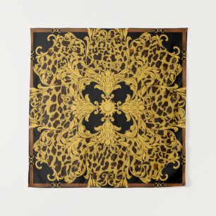 Nahtlose Ornament mit Leopard und Barock Wandteppich
