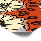 Nahtlose Ornamentalmuster mit Blumen und Paiseln Poster (Ecke)