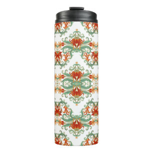 Nahtlose Ornamentalmuster mit stilisierten roten S Thermosbecher