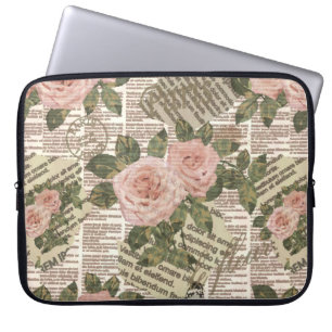 Nahtlose Pariser Tapete. Vintage Zeitung Laptopschutzhülle