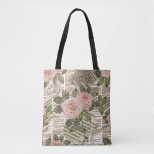 Nahtlose Pariser Tapete. Vintage Zeitung Tasche