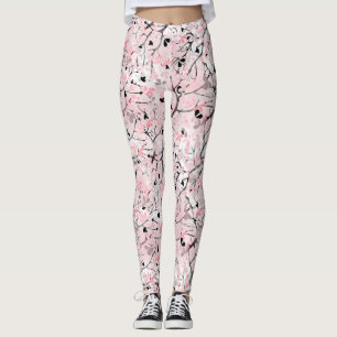 Nahtlose pastellfarbene Blume Rosa blütenrote Blät Leggings