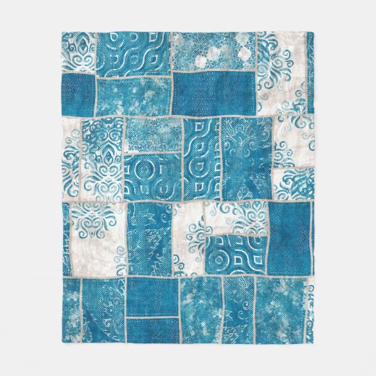 Nahtlose Patchwork-Collage-Mix-Quiltmuster-Druck Fleecedecke (Vorderseite)